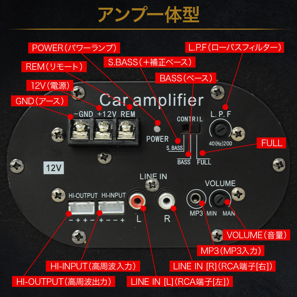 楽天市場 5 Offクーポン有 8 10 0時 8 11 1時59分まで サブウーハー 車用 ウーハー 車 スピーカー ウーファー サブウーファー 600w 12v 12v電源 10インチ 低音 低音効果 重低音 高出力 大迫力 車載 車載用 音楽 サウンド フェルト アンプ アンプ一体型 アンプ内蔵