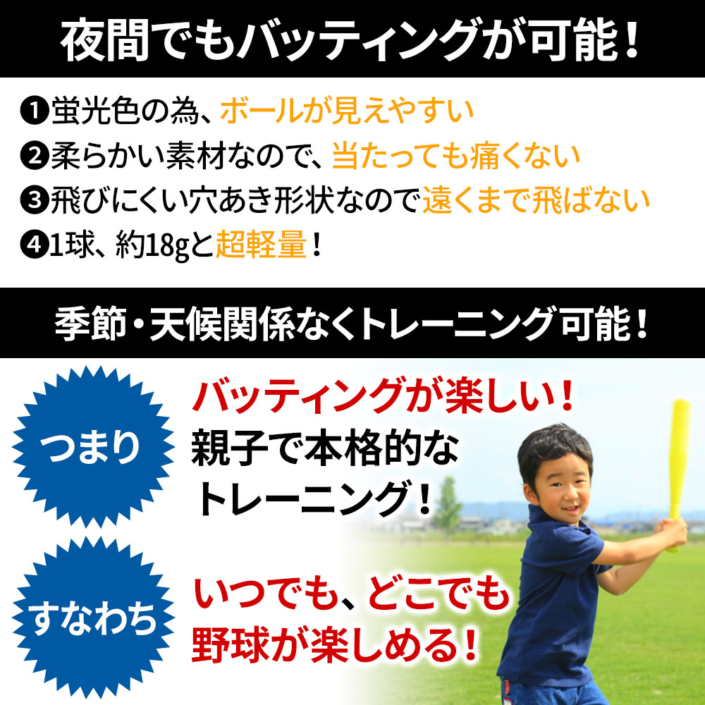 楽天市場 5 Offクーポン有 10 24 12時 10 25 23時59分まで バッティング 練習用ボール 野球 ボール 個入 練習 バッティング練習用 バッティング練習 打撃練習 練習用 練習器具 穴あき 穴あきボール セット 軽い 柔らかい 飛ばない 割れにくい 専用バッグ付