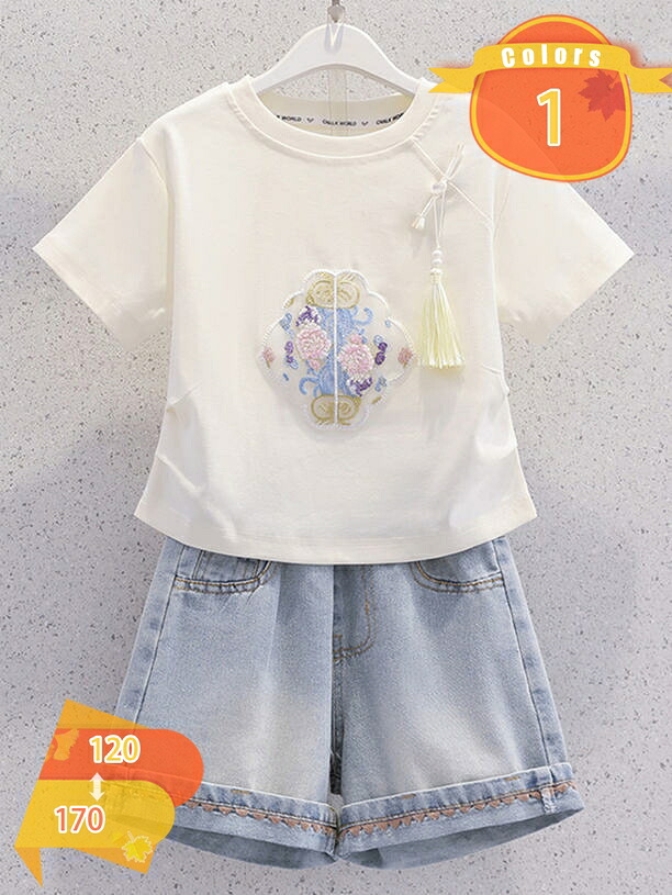 500円OFFクーポン券 ベビー服 うしろ帯 ガールズ ジーンズズボン下 セットアップ キッズ 赤ちゃん服 遊撃手丈 差し上げ物 赤んぼう服 半袖 夏着 夏服 好いたらしい 今めかしい 花柄 普段着 心地好い お出かけ お呼ばれ 旅する 韓国風 通園 通学 2点仕掛ける fascimo