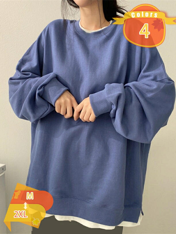 トレーナー 体型カバー 着痩せ ゆったり オーバーサイズ ビッグシルエット 長袖 Tシャツ 春秋冬 レディース トップス カットソー インナー シンプル カジュアル ティーシャツ クルーネック ロングスリーブ 女性 無地 保温 防風 fascimo 4,360円