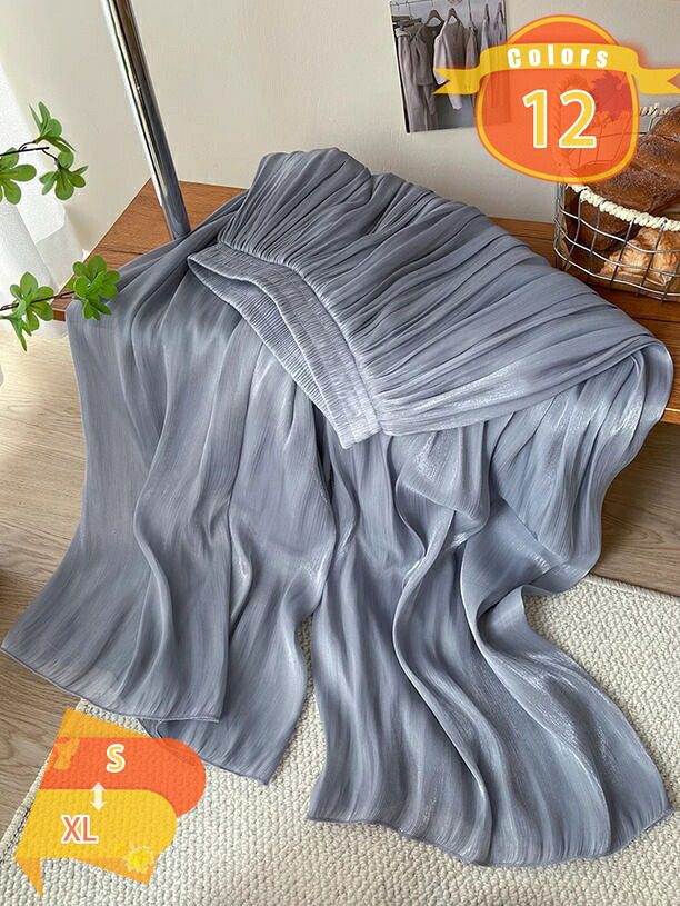 1000円OFFクーポン ワイドパンツ レディース きれいめ 春夏 シフォン 裏地あり プリーツ フレア 涼しい 大きいサイズ ゆったり おしゃれ かわいい ガウチョパンツ ボトムス リラックス ロング丈 ウエストゴム 通勤 着痩せ 春 夏 fascimo|FASCIMO
