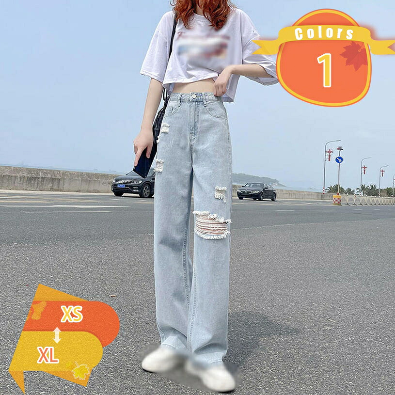 1000円OFFクーポン デニムパンツ レディース 無地 大きいザイズ ロング丈 パンツ 長ズボン 春夏 デニム ジーンズ 着痩せ ダンメージ ゆったり ダンメージ加工 レディースファッション 通勤 通学 おしゃれ かわいい fascimo|FASCIMO