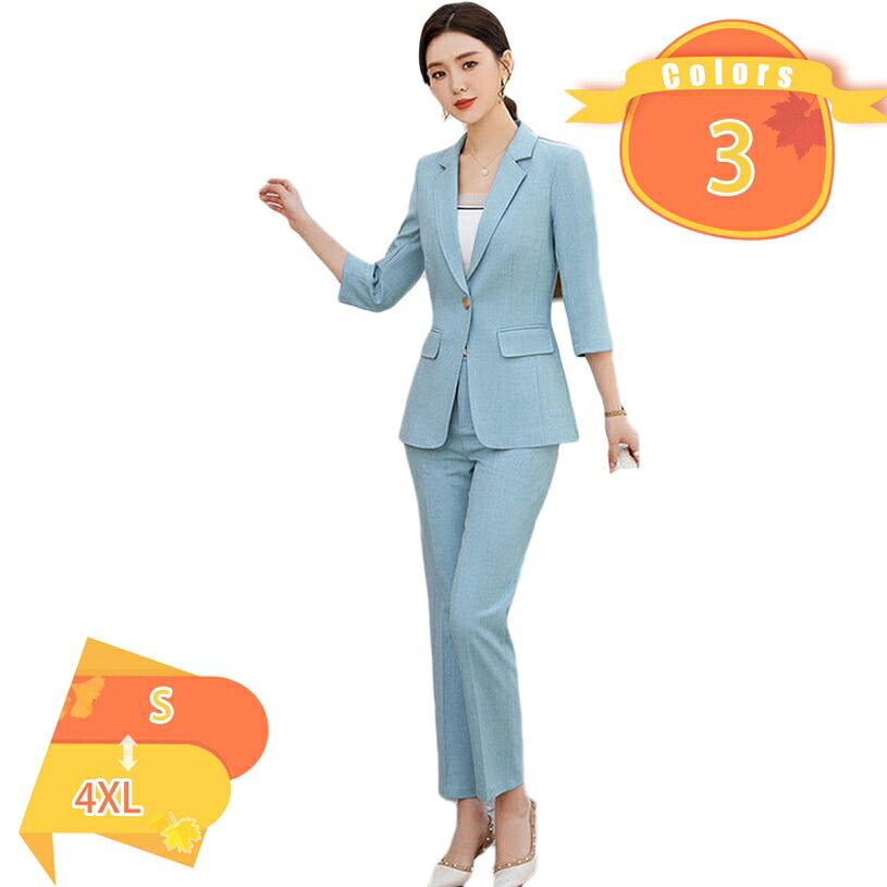 1000円OFFクーポン 上下 2点セット レディース パンツスーツ ジャケット+ ストレートパンツ 9分丈 着痩せ 洗える フォーマル オフィス 通勤 ビジネス 入学式 卒業式 面接 春秋 スーツ 知的 アウター 大きいサイズ ファッション fascimo｜FASCIMO