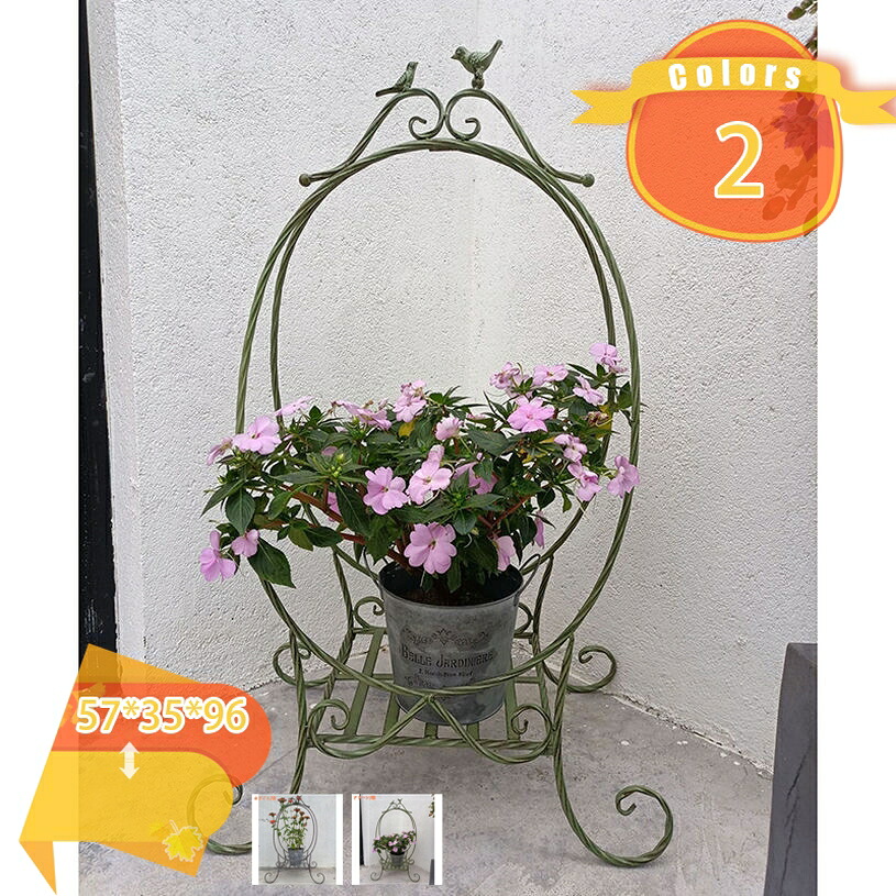 1000円OFFクーポン 屋外 アイアン製 フラワースタンド 棚 花台 ガーデン雑貨/ガーデニング/スタンド/ハンギングスタンド グリーン ガーデニング フレンチシャビー 北欧 プスタンド ハンギング 庭造り 整理 園芸 スチール プランターラック fascimo|FASCIMO