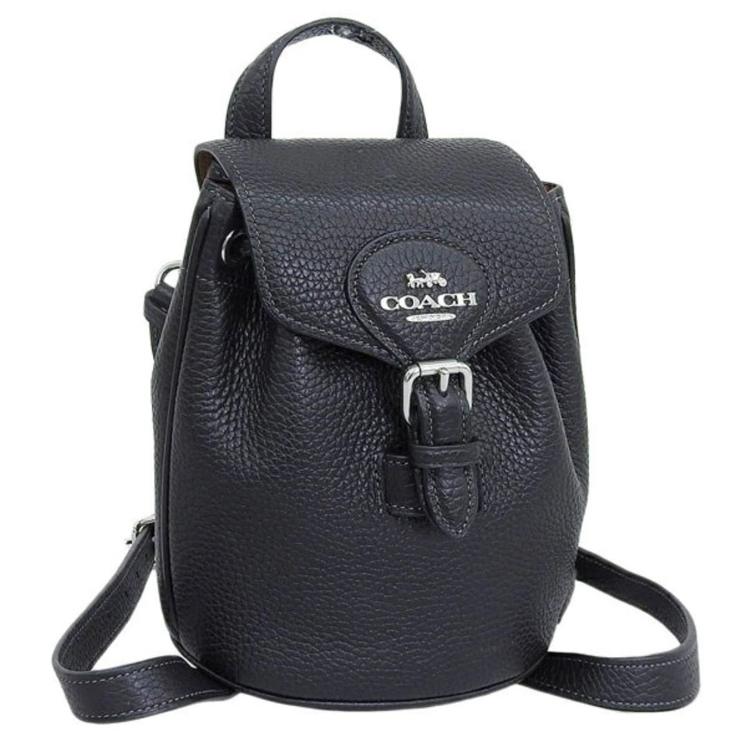 n*k様 COACH バックパック ヘンリー リュック ペプルドレザー ブラック 極美品】コーチ ヘンリー バックパック リュック レザー A4可