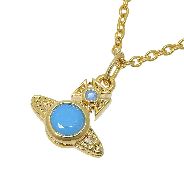ヴィヴィアンウエストウッド アクセサリー レディース ネックレス ゴールド×ブルー LONDON ORB PENDANT NECKLESS 6302027802R702 VIVIENNE WESTWOOD