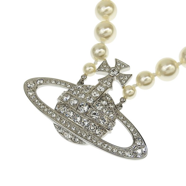 ヴィヴィアンウエストウッド アクセサリー レディース ネックレス プラチナム MAN.BAS RELIEF PEARL NECKLACE 6301009902P104 VIVIENNE WESTWOOD