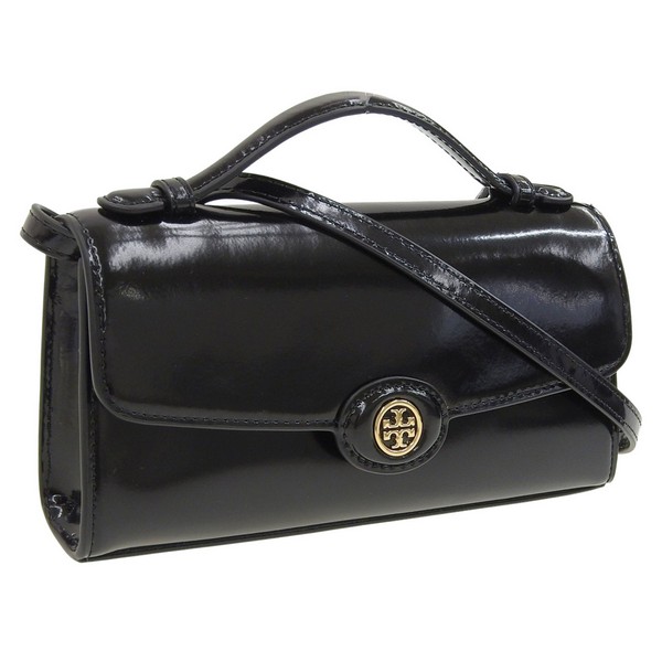 トリーバーチ 御徒面子 レディース ショルダーバッグ なめし革 黒いこと ROBINSON SPAZZOLATO TOP HANDLE CHAIN WALLET 164994-001 TORY BURCH