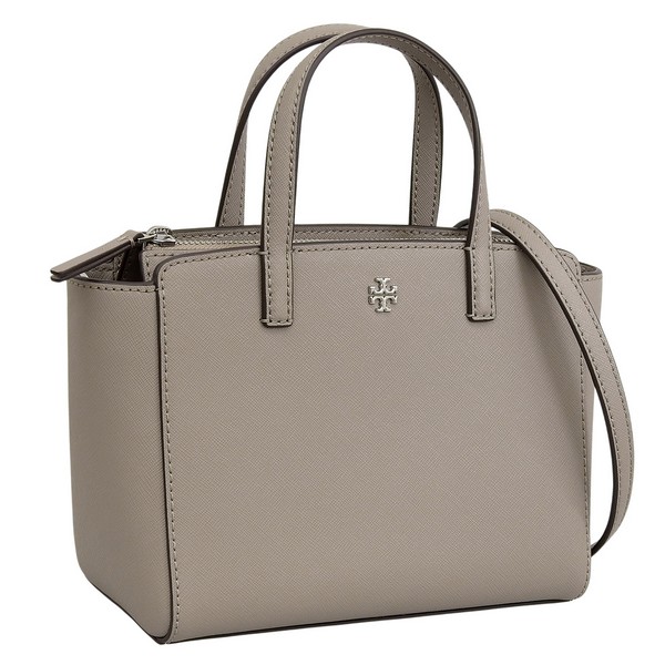 トリーバーチ 御徒面子 レディース 2WAY ハンドバック ショルダーバッグ なめし革 薄墨色 EMERSON MINI TOP ZIP TOTE 166228-020 TORY BURCH