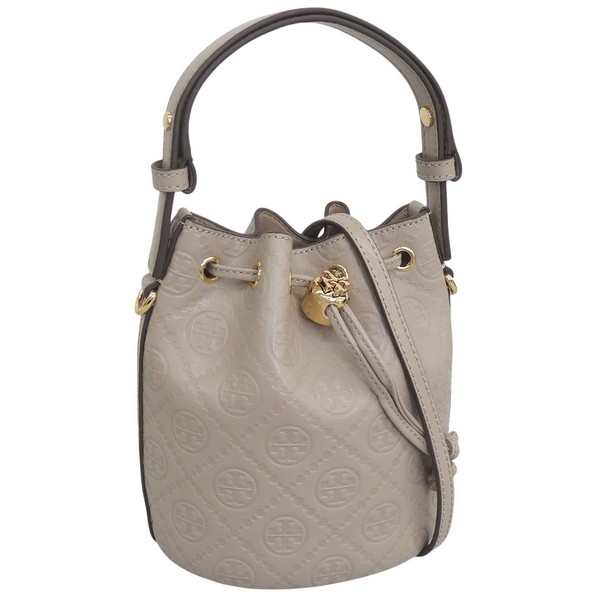 トリーバーチ バッグ レディース 2WAY ショルダーバッグ グレー T MONOGRAM LEATHER MINI BUCKET BAG 158530-201 TORY BURCH｜RINRE （リンレ）