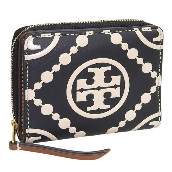 トリーバーチ 財布 レディース 二つ折り財布 レザー ブラックマルチ T MONOGRAM CONTRAST EMBOSSED BI-FOLD WALLET 146179-001 TORY BURCH｜RINRE （リンレ）