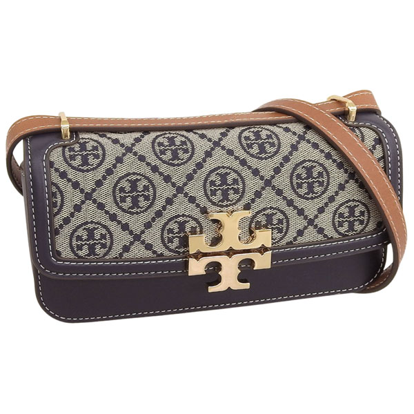 トリーバーチ バッグ レディース ショルダーバッグ ネイビーELEANOR T MONOGRAM E/W SMALL CONVERTIBLE SHOULDER BAG 159013-405 TORY BURCH|RINRE (リンレ)