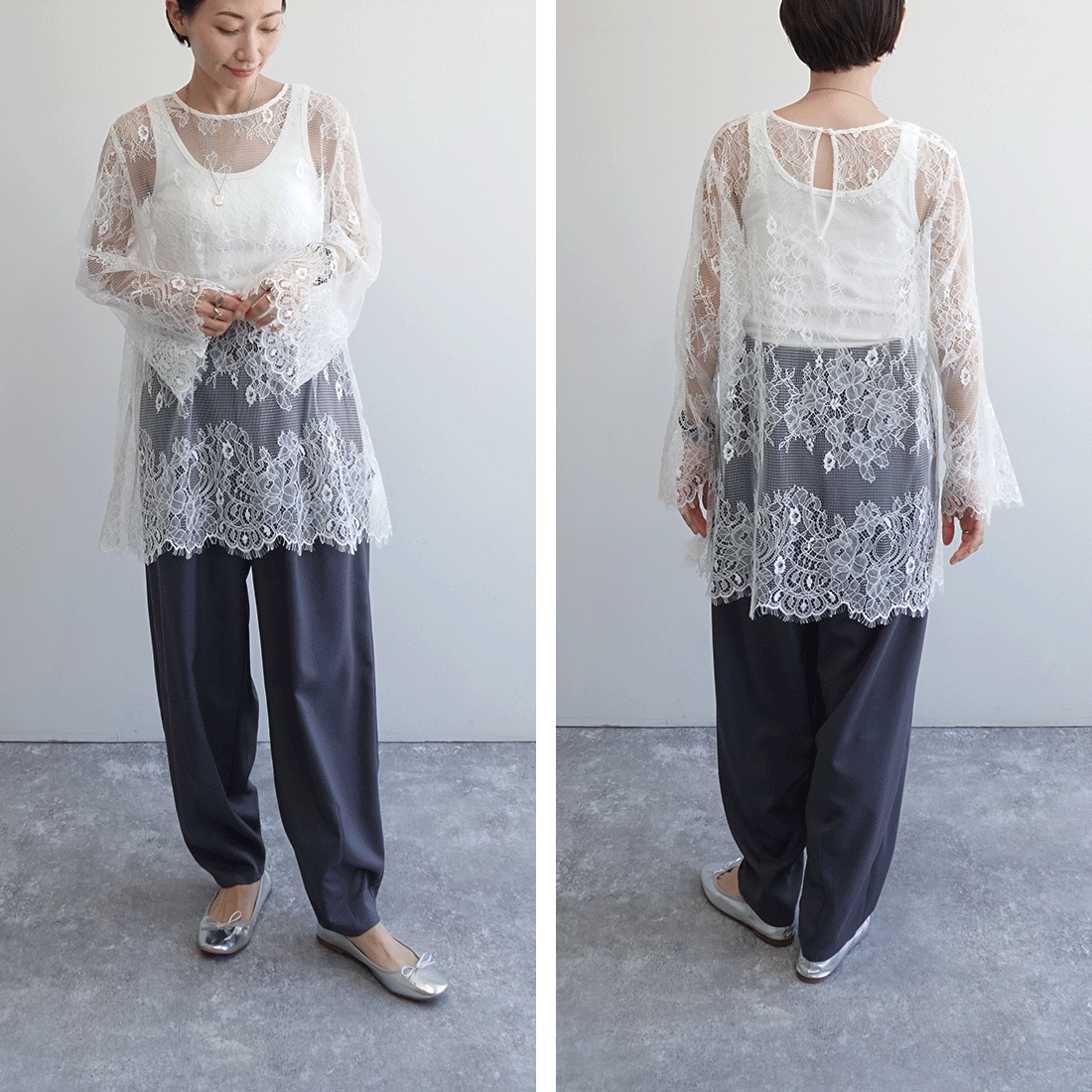 レースレイヤードブラウス