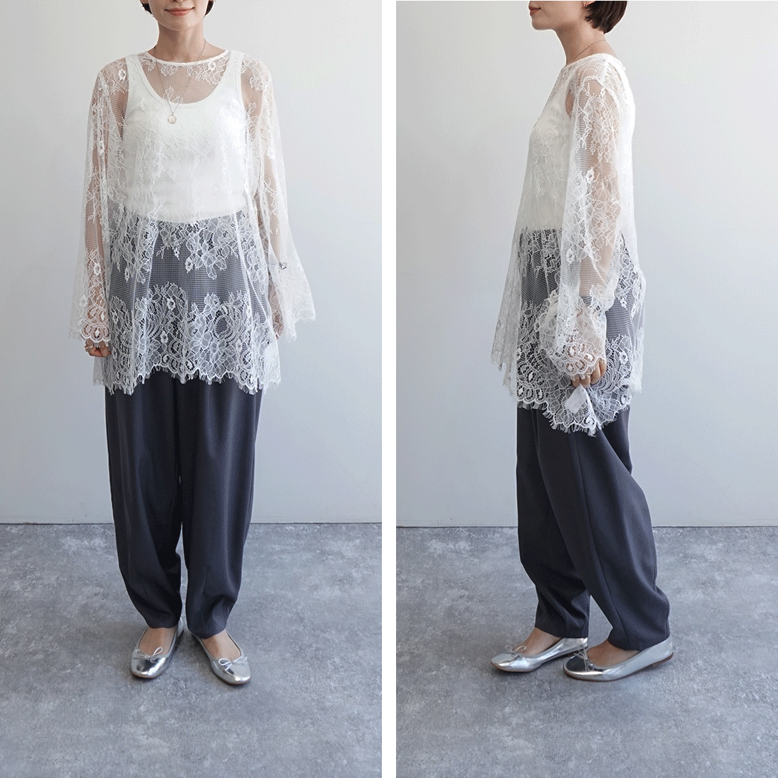 レースレイヤードブラウス
