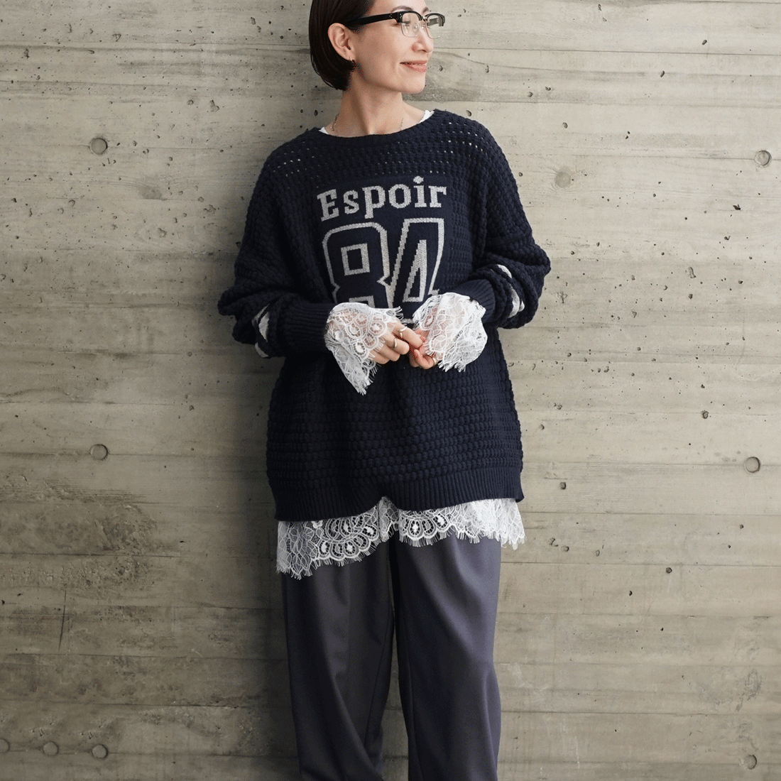 レースレイヤードブラウス