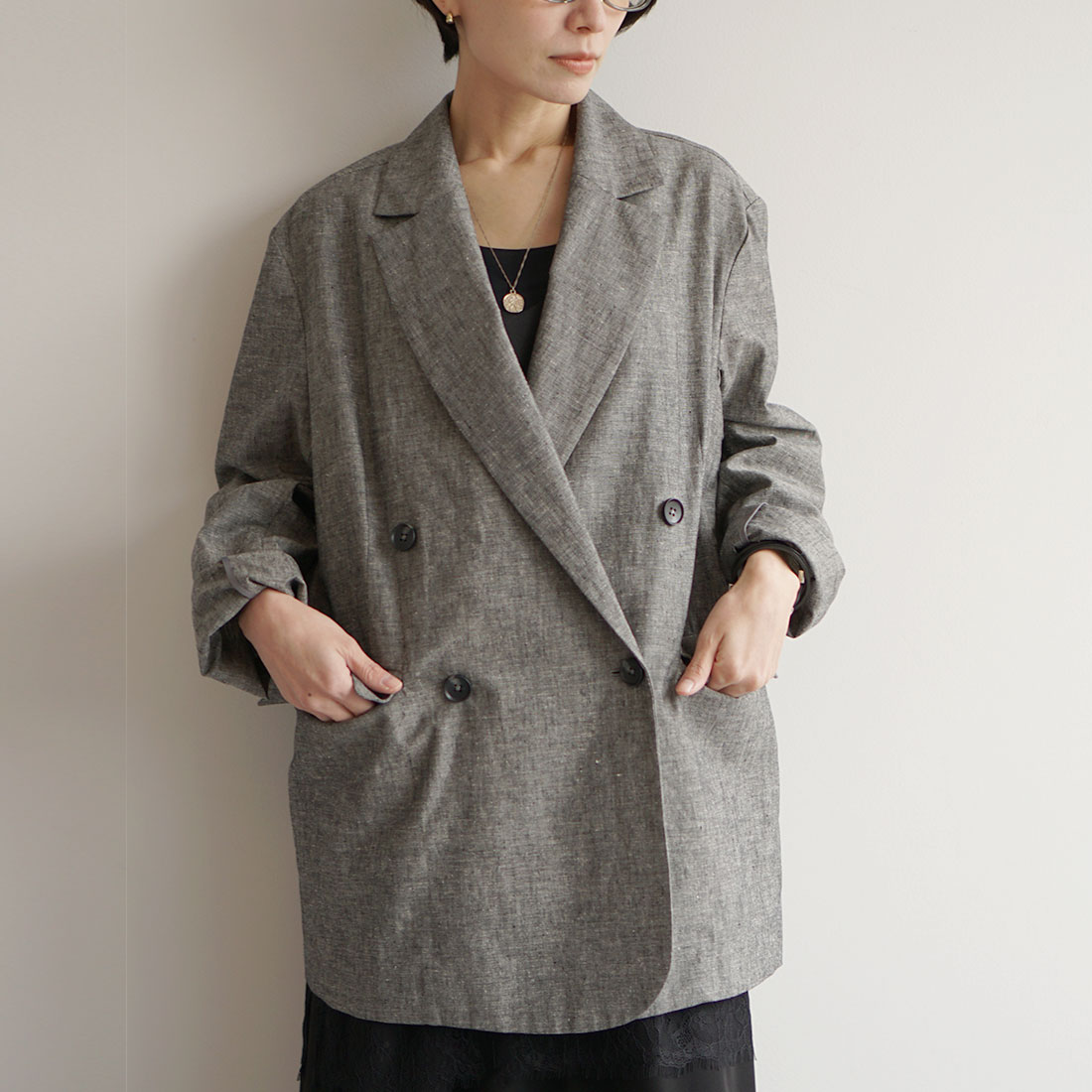 麻混ライトジャケット 再入荷