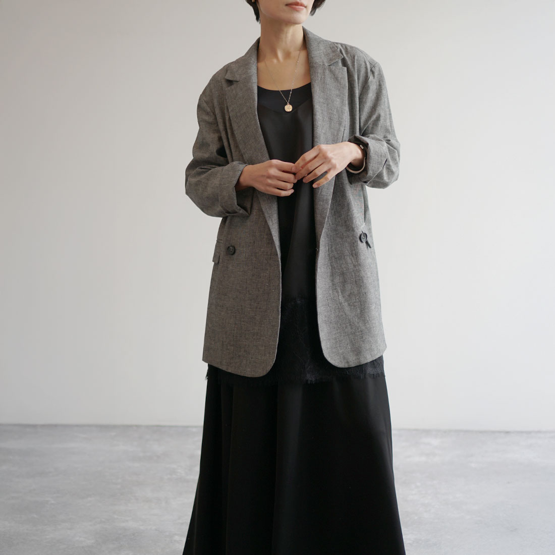 麻混ライトジャケット 再入荷