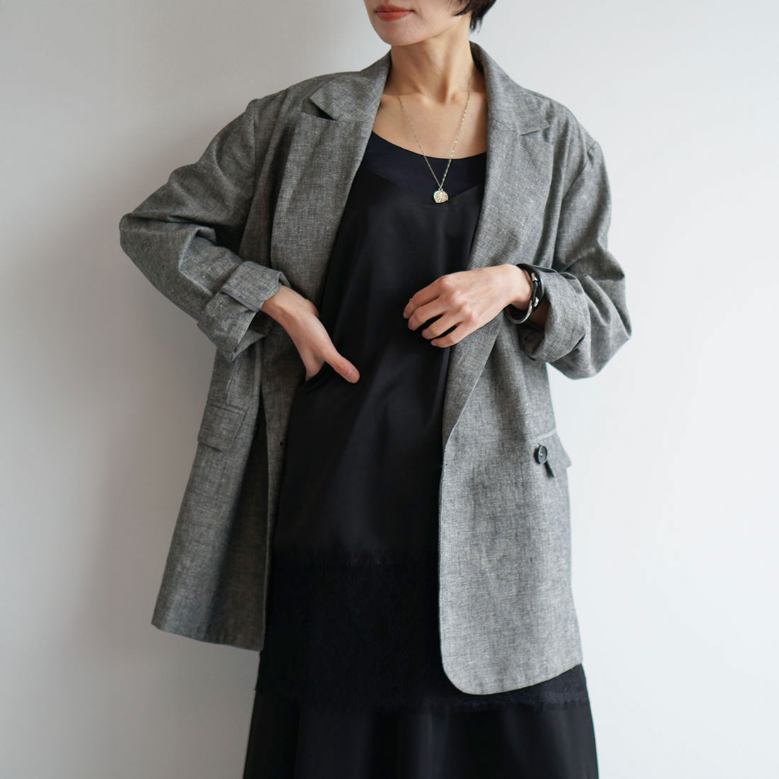麻混ライトジャケット 再入荷