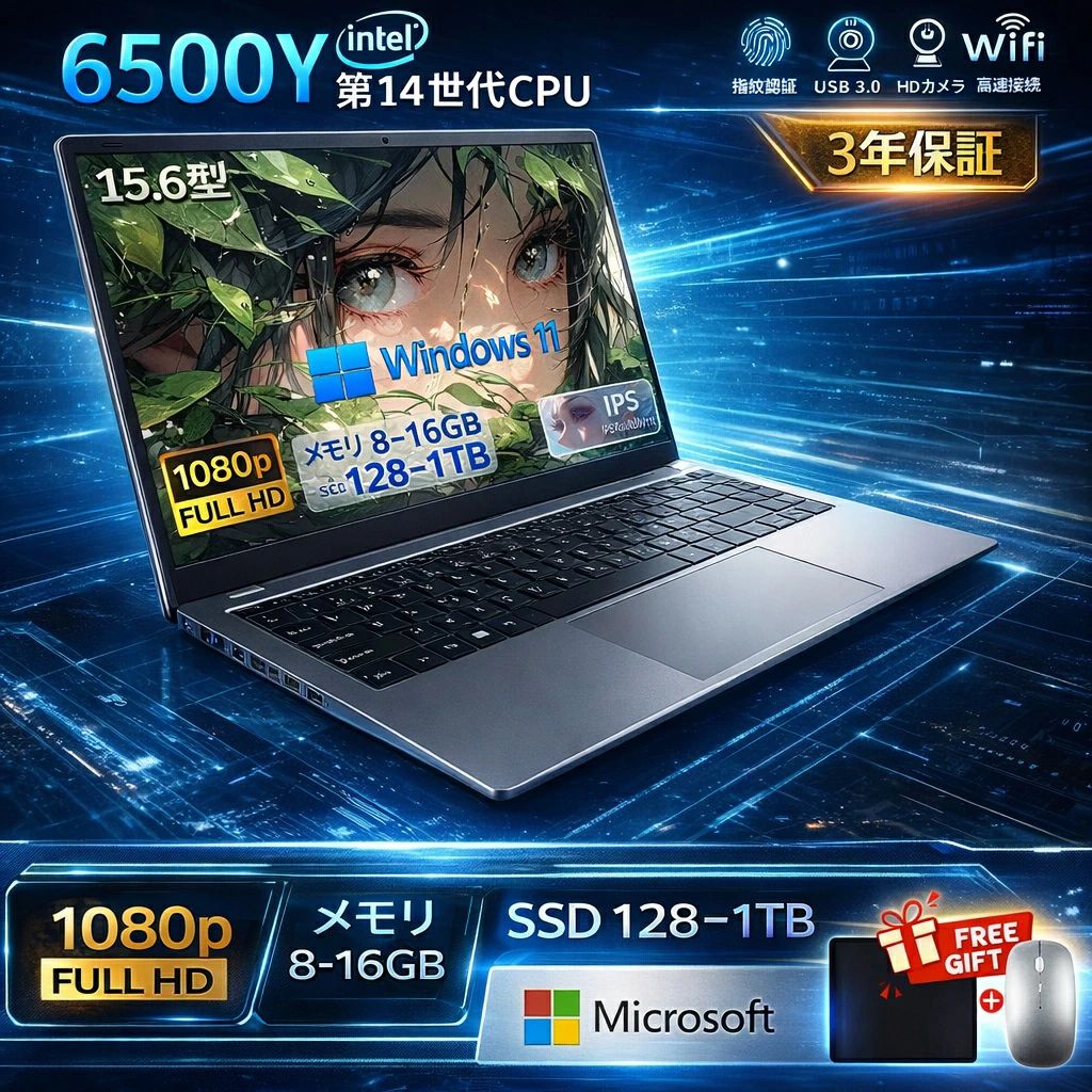 最大限度3.4GHz 15.6inIPS液晶【Office 512GB 記憶装置 6500Y 積み上げる】静音マイコン SSD 2024 日本語 16GB