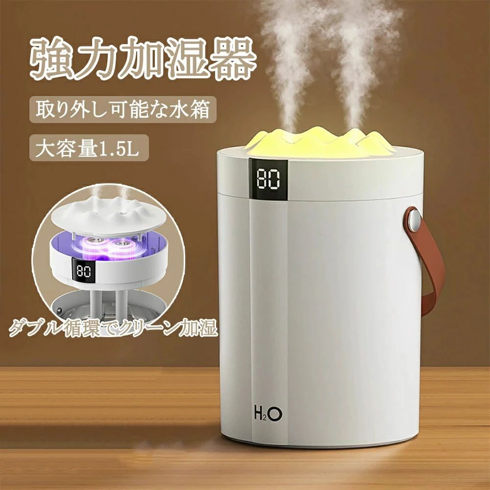 アロマオイル 静音 ナイト爵ともし火 最大限度10第四次元 卓上 小型 超音波式 大電気容量 デュアル循 上から水 デュアルノズル加湿