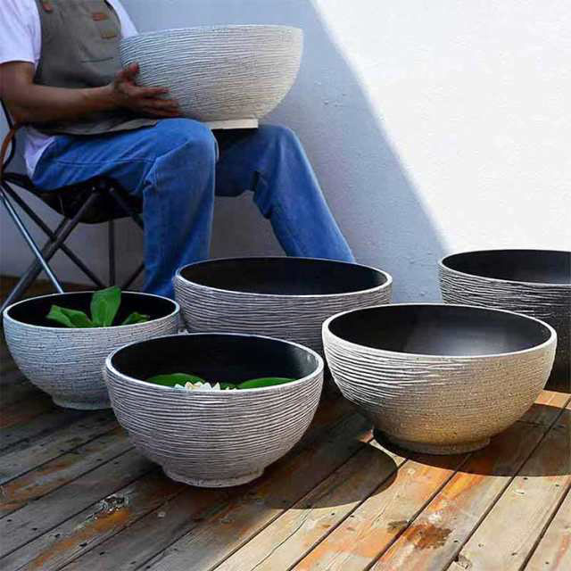 睡蓮鉢 金魚鉢 植木鉢 金魚鉢にも最適 金魚 厚手 プラスチック アクアリューム すいれん鉢 水鉢 手水鉢 水生植物 姫睡蓮やホテイ草に 頑丈 おわん型 おしゃれ