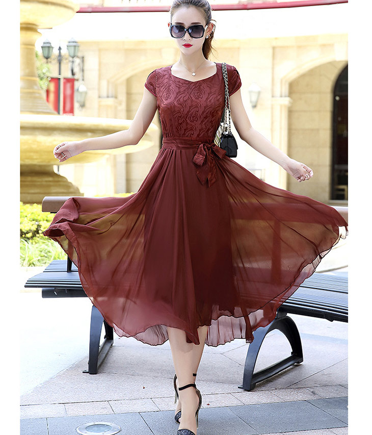 現金特価 楽天市場 パーティドレス セレブファッション シルク Aラインワンピース 夏新作 半袖 ロングドレス レトロ感が抜群 他と被らない 大人エレガント 着痩 大きいサイズあり 結婚式 披露宴 パーティードレス 謝恩会 上品 優雅 お呼ばれ 飲み会 二次会 送料