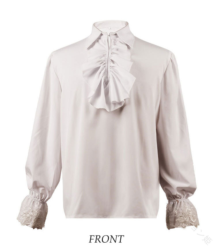 子供服 キッズ 男の子 長袖 シャツ ゴシック レトロ 中世 ルネッサンス スチームパンク トップス ブラウス フリルシャツ 6色 120 130 140 150 160cm ハロウィン コスプレ 社交ダンス 衣装 学園祭 演奏会 撮影 海賊 王子様 貴族 皇室 演劇 新劇 演出 舞台 ステージ画像