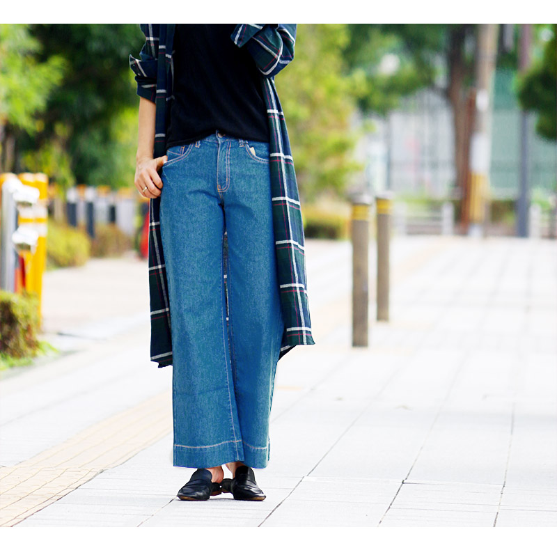 楽天市場 送料無料 M L Ll 3l 4l デニムワイドパンツ レディース ワイドパンツ デニム デニムパンツ 大きいサイズ コットン 綿 バギー パンツ フレア ジーンズ ガウチョ 秋 冬 パンツ スカンツ ワイドデニム フレアパンツ ポケット ジーパン ゆったり コットンパンツ