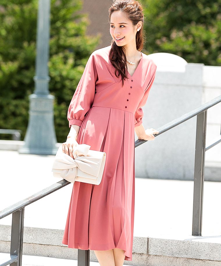 安い 楽天市場 結婚式 ワンピース ドレス ボリューム袖 Vネック パーティードレス 謝恩会 卒業パーティー 大学生 入学式 卒業式 母 ママ カジュアル 普段着 大きいサイズ パーティ フォーマル セットアップ 膝下 二次会 女子会 袖あり ドレス お呼ばれ ワンピ 代 30