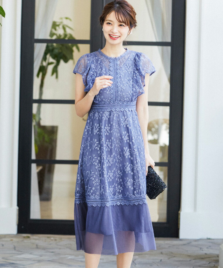 休日限定 ワンピース レース ラグナムーン ドレス 謝恩会 パーティー 結婚式 刺繍 ひざ丈ワンピース Www Smithsfalls Ca