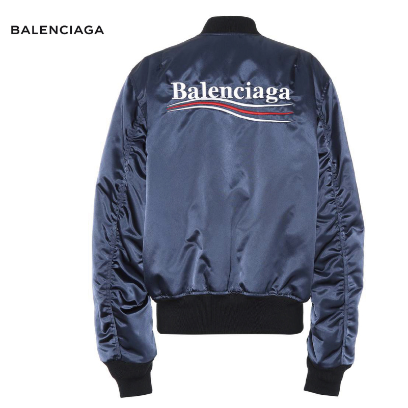 【楽天市場】BALENCIAGA バレンシアガ Logo satin bomber jacket ネイビー ジャケット アウター 2018