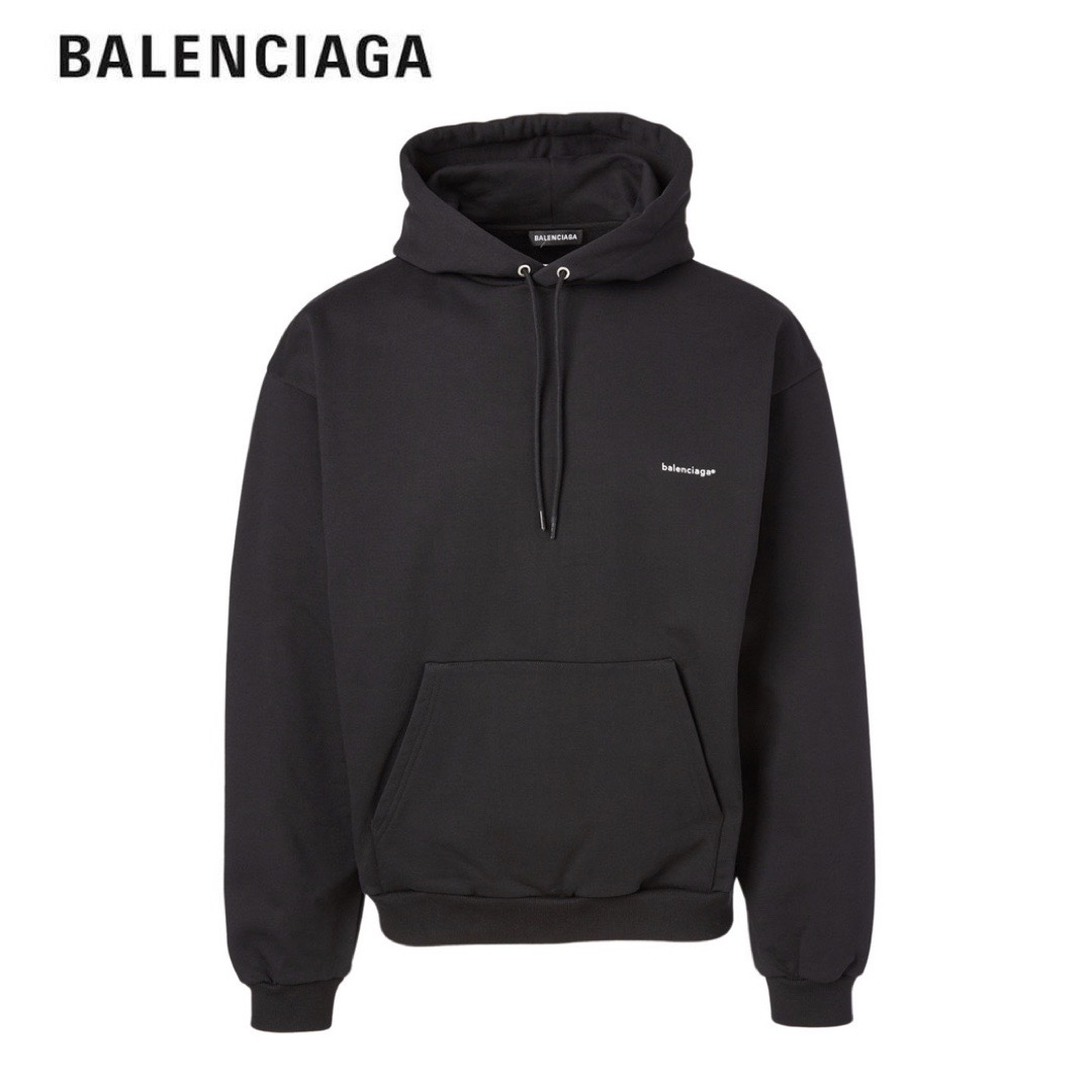 BALENCIAGA small logo hoodie black mens バレンシアガ スモール ロゴ パーカー ブラック メンズ |  fashionplate