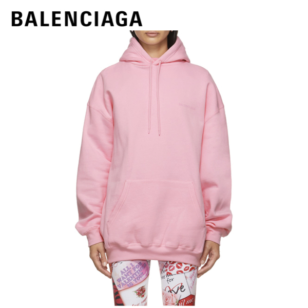 パーカー 超人気の Medium Balenciaga Fit 21年春夏 ピンク パーカー フーディー ビンテージロゴ ミディアムフィット バレンシアガ 21ss Pink Hoodie Logo Vintage Kaopeenong Com