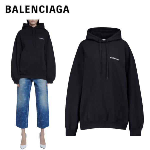 在庫あり ー 21ss Tops Black Hoodie Jersey Cotton Logo Balenciaga バレンシアガ 21年春夏 ブラック トップス パーカー フーディー ジャージ コットン ロゴ パーカー Alipur Com