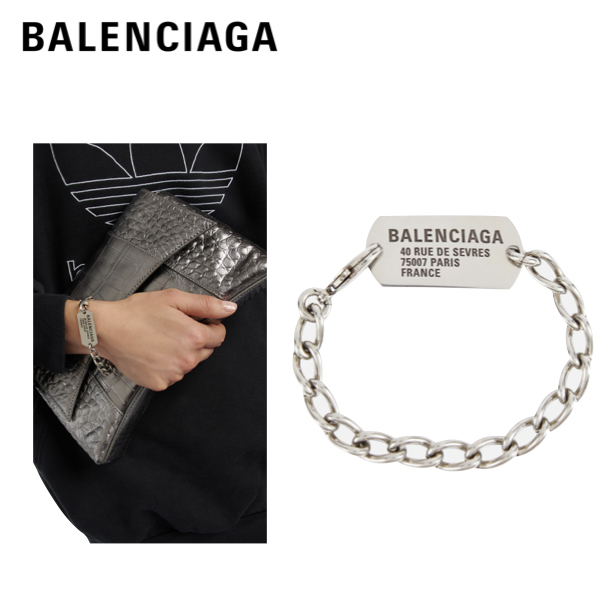 楽天市場】BALENCIAGA BB Icon Gourmette Bracelet in antique silver 