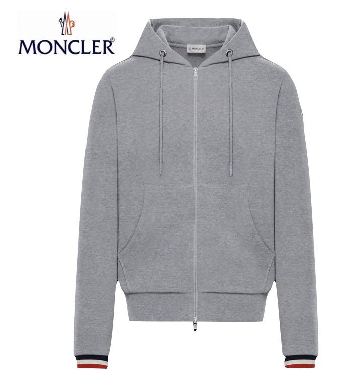 送料無料/新品】 MONCLER Cotton Sweat Hoodie Grey Mens 2021SS