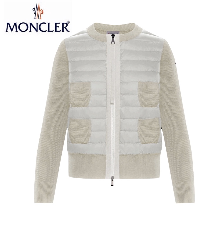 プレミアダウンの老舗ブランド Cardigan ニット Moncler Crewneck 19 年秋冬新作 Fashionplate レディース Ivoire トップス カーディガン Ivory レディース Knit クルーネック Cardigan アイボリー モンクレール