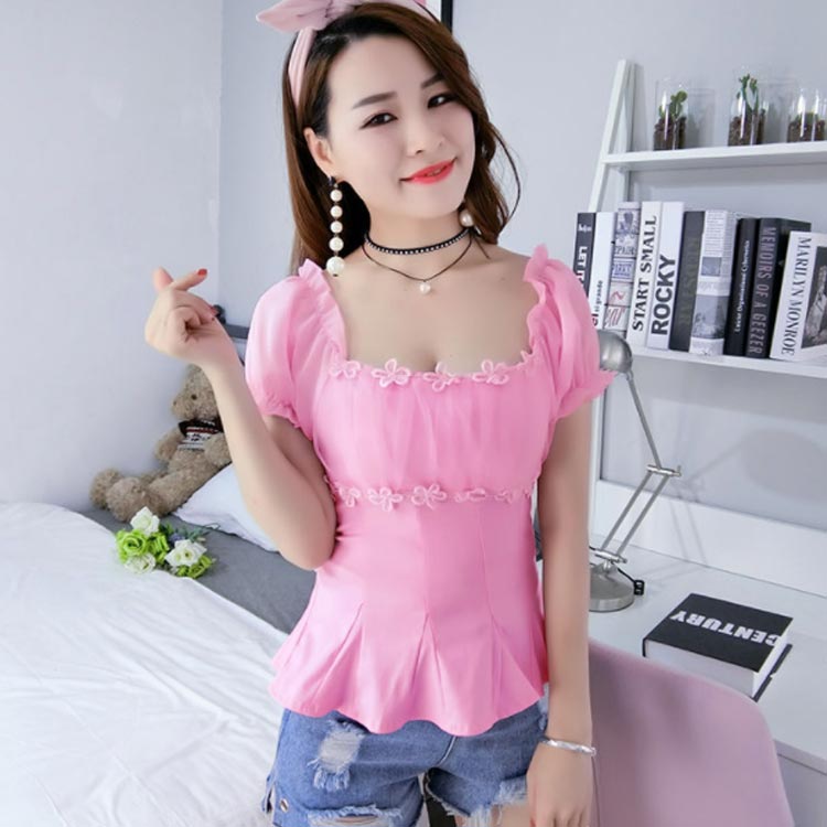 送料無料 半袖 ブラウス レディース トップス カジュアル おしゃれ 夏服 セクシー 女性 かわいい レース付き フラワー ファッション Maisons Coudrelle Fr