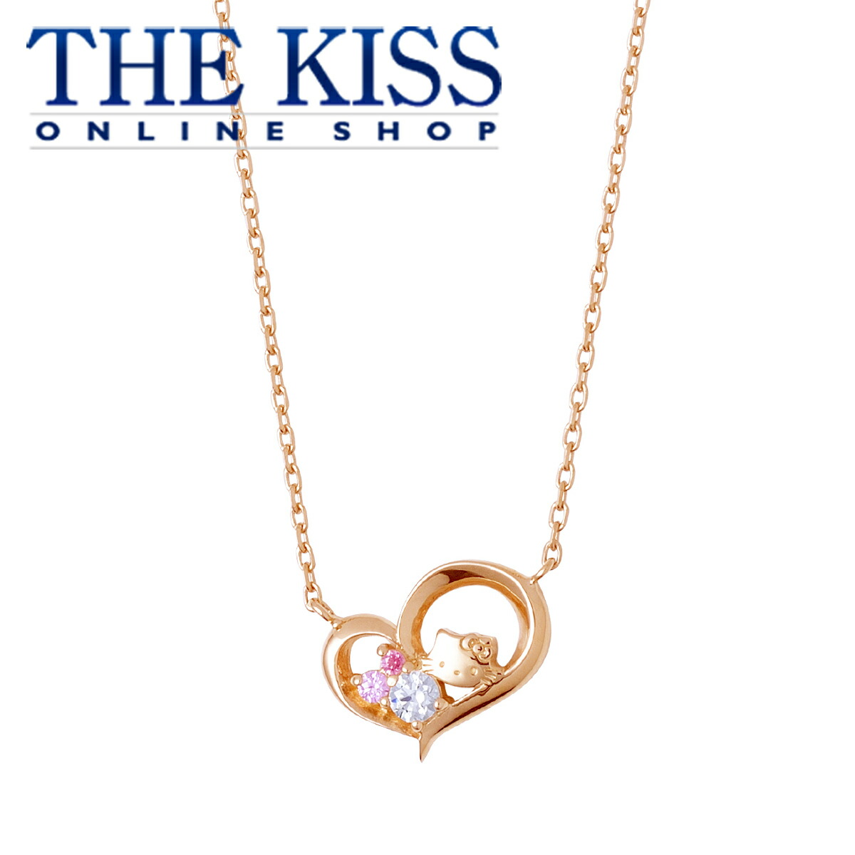 【ラッピング無料】【ハローキティ×THE KISSコラボ】キティ ピンクゴールドコーティング レディースネックレス ☆ シルバ- レディース ネックレス 首飾り ブランド SILVER Ladies Necklace couple KITTY-48CB【対応（土日祝除く）】