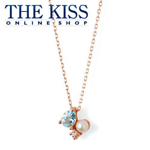 【ラッピング無料】【THE KISS sweets】 K10ピンクゴールド パール ダイヤモンド レディース ネックレス 40cm ☆ パール ダイヤモンド ゴールド レディース ネックレス 首飾り ブランド Pearl Diamond GOLD Ladies Necklace【対応（土日祝除く）】｜THE KISS 公式ショップ