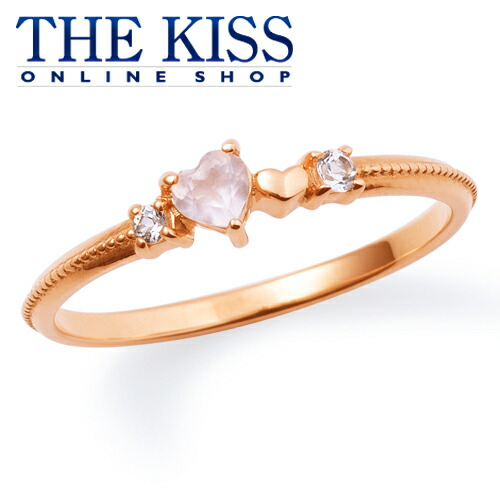 【ラッピング無料】【THE KISS sweets】 K10ピンクゴールド ダブルハート ホワイトトパーズ ローズクォーツ レディース リング ☆ ダイヤモンド ゴールド レディース リング 指輪 ブランド Diamond GOLD Ladies Ring【対応（土日祝除く）】