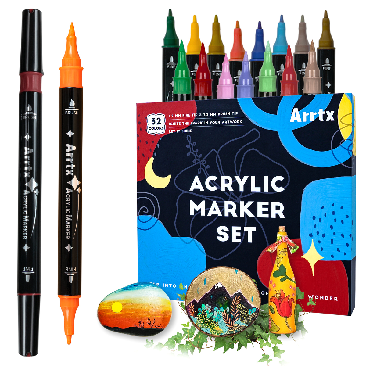 【楽天市場】Arrtx アクリルマーカー 筆タイプ 32色セット カラー