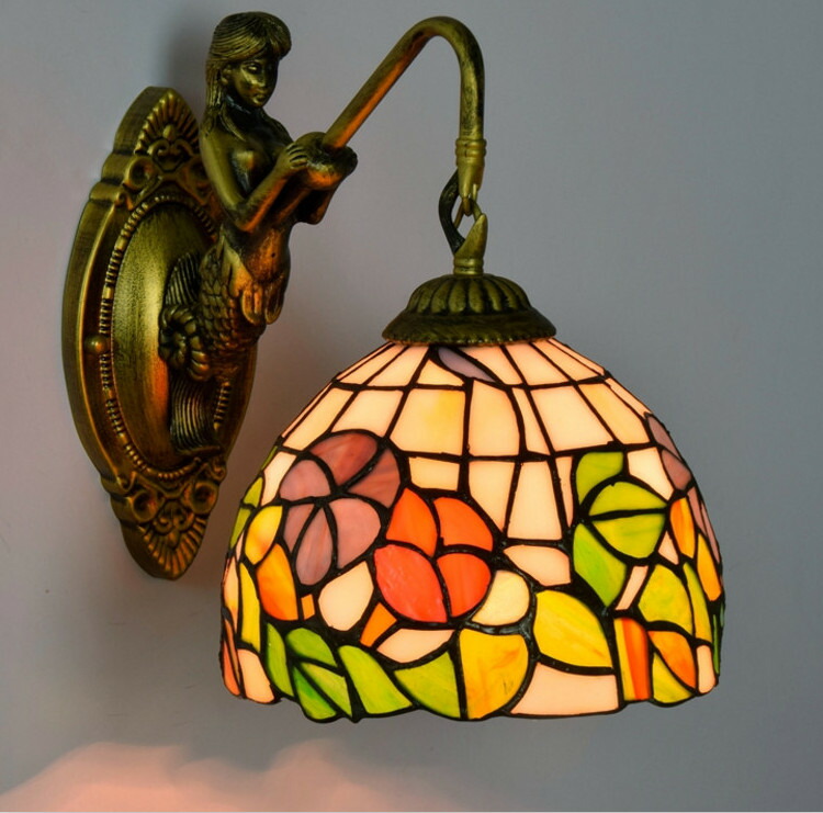 ハンドメイド　ステンドグラス　壁掛け照明　ヨーロッパ　ヴィンテージ ハンドメイド ステンドグラス 壁掛け照明 ヨーロッパ ヴィンテージ