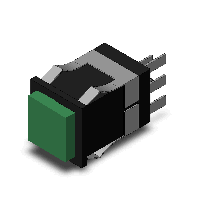 オムロン　A3KJ-90A1-24EG 照光押ボタンスイッチ（角胴形） 操作部（LED内蔵　DC24V）緑　長方形 接点構成1c　モーメンタリ動作画像