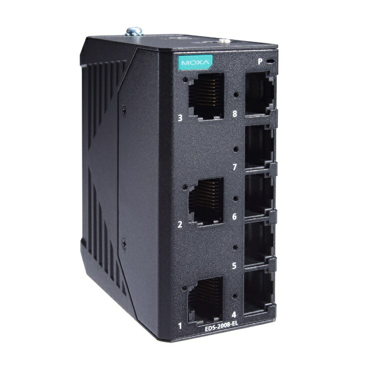 MOXA EDS-2008-EL 製作用イーサネットスイッチ 8界面 10/100BaseT(X) 金属元素筐体