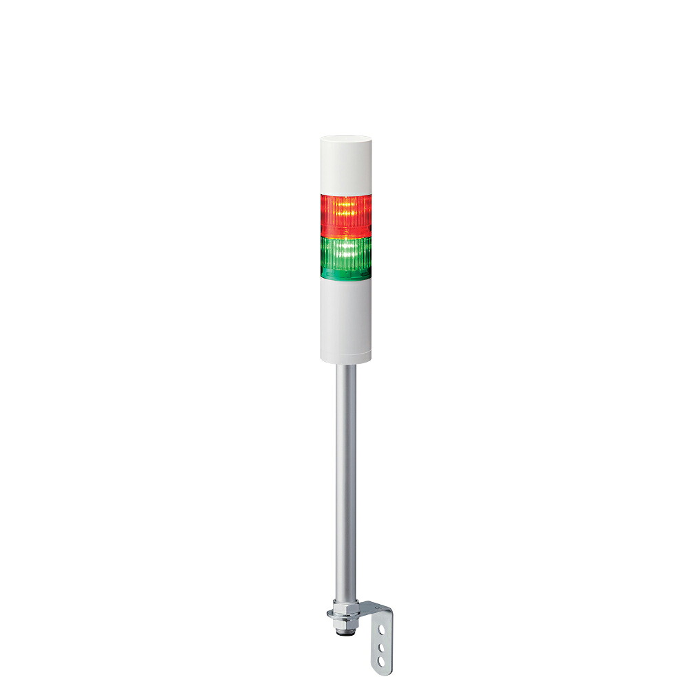 パトライト　LR5-202LJBW-RG　積層信号灯 φ50 DC24V 赤緑 点滅有/ブザー有 ポール取付 L型アングル キャブタイヤケーブル
