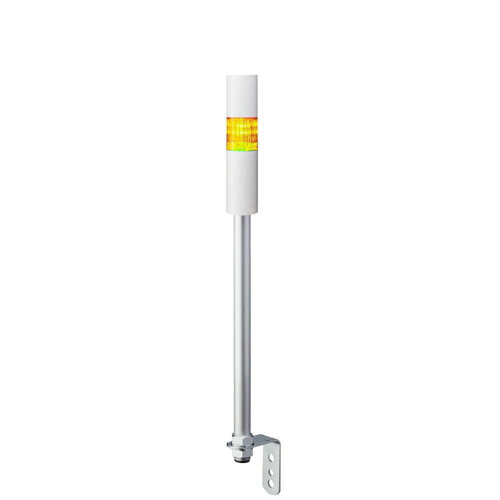 パトライト　LR4-102LJBW-Y 積層信号灯 φ40 DC24V 黄 点滅有/ブザー有 ポール取付 L型アングル キャブタイヤケーブル