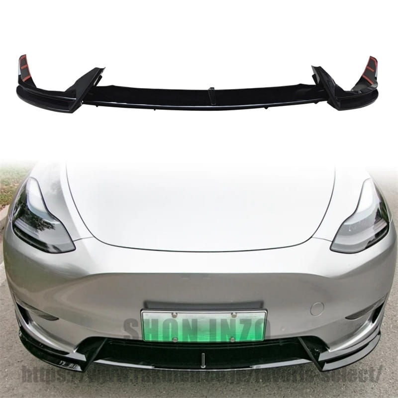 フロントスポイラー 2020-2024 テスラ Model Y フロントリップ リップスポイラー ABS製 塗装済み エアロパーツ 艶あり黒|shoninzo