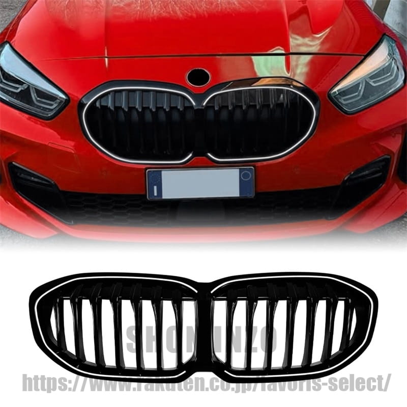 BMW 1シリーズ F40 2019-2024用ライト付きカーフロントキドニーグリル ブラック｜shoninzo