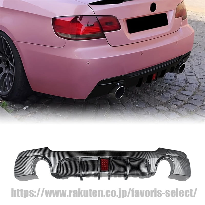 BMW E92 E93 M Sport 2006-2013 用 ライト付きリアディフューザーリップ ブラック|shoninzo